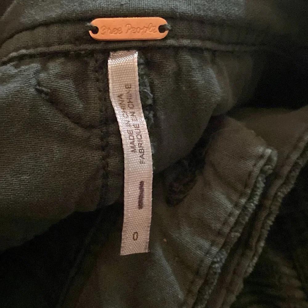 Free people green corduroy pants flare pockets size 0